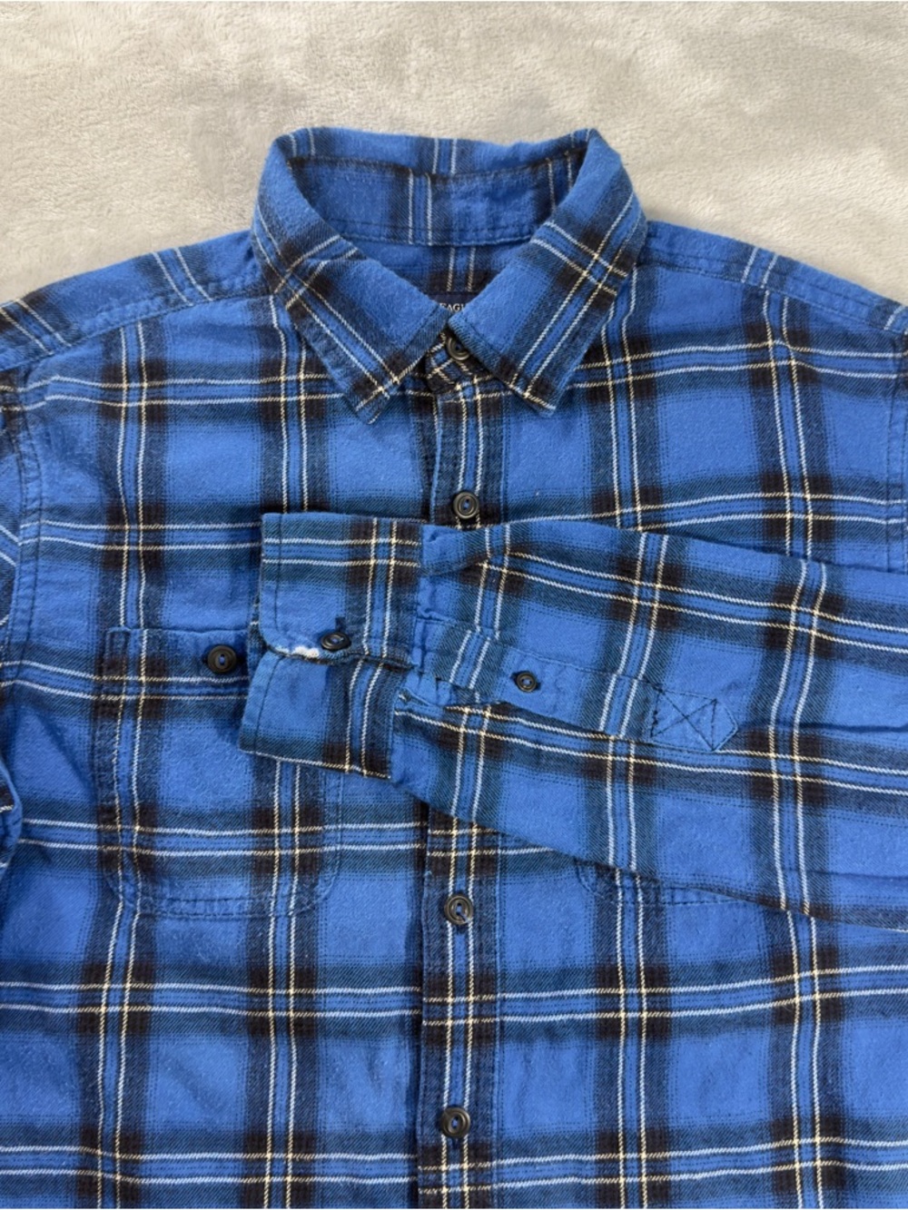 American Eagle Outfitters Flannel Shirt Men's Sz S Plaid Blue Long Sleeve